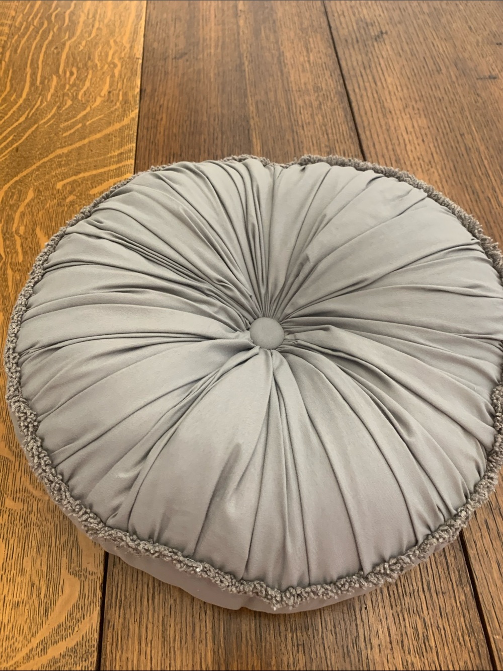 Round Tufted Accent Pillow in Light Gray - Plush Decorative Pillow